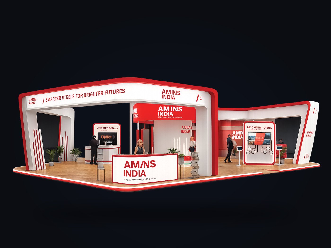 AMNS India exhibition stall design at India Steel 2025