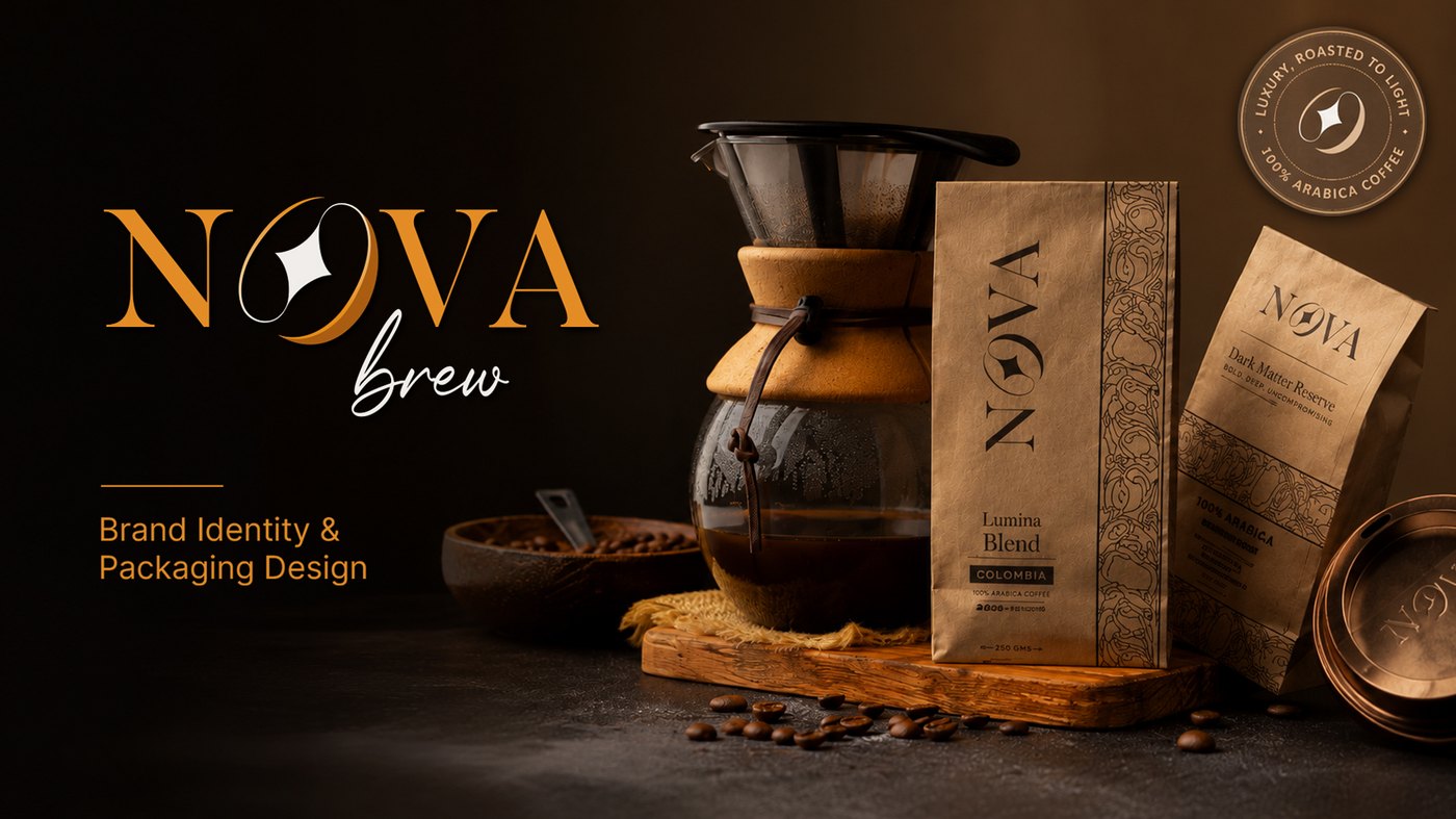 Nova Brew brand identity and packaging design