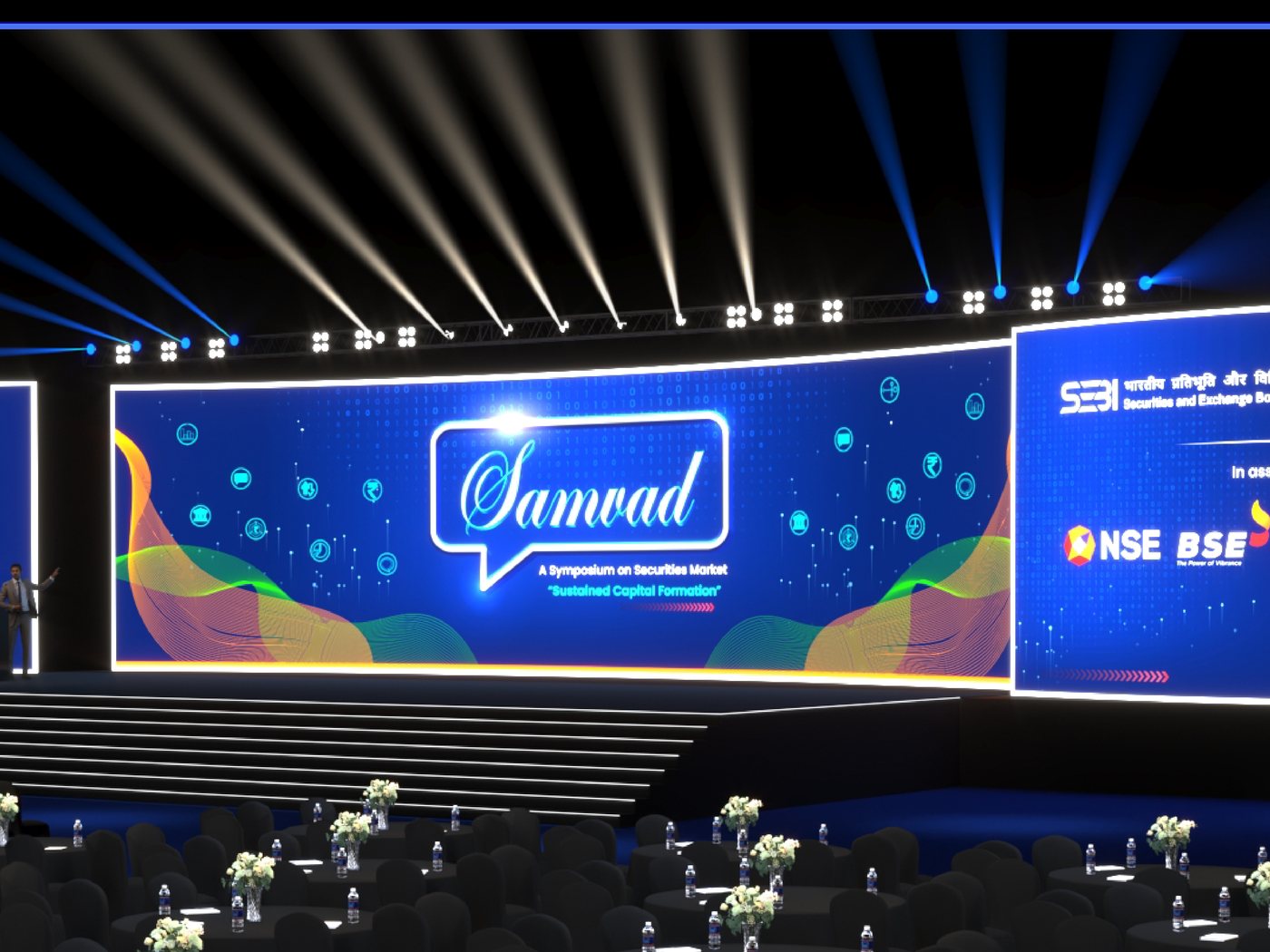Samvad 2026 stage design for SEBI and NISM